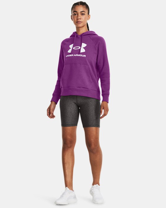 Women's UA Rival Fleece Big Logo Hoodie, Purple, pdpMainDesktop image number 2